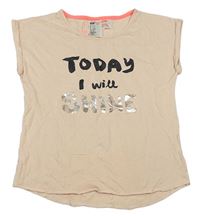 Světlerůžové tričko s nápisem H&M