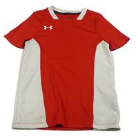 Červeno-bílé sportovní funkční tričko Under Armour