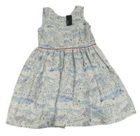 Bílo-modré plátěné šaty s obrázky M&S