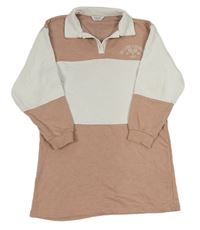 Růžovo-bílé teplákové šaty s nápisem Primark