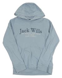 Světlemodrá mikina s nápisem a kapucí Jack Wills
