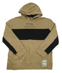 Béžovo-černá mikina s nápisem a kapucí C&A