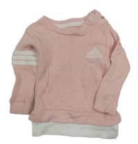 Světlerůžové žebrované triko s logem Adidas