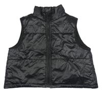 Černá šusťáková zateplená crop vesta Shein