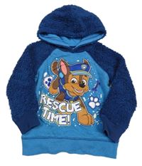 Modro-tmavomodrá mikina s Paw Patrol a chlupatými rukávy C&A