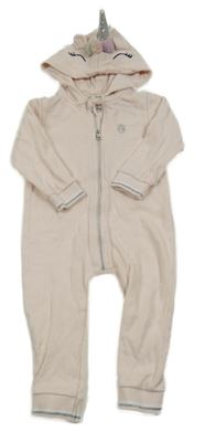 Světlerůžová tepláková kombiéza s kapucí- jednorožec River Island