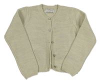 Smetanovo-stříbrný propínací crop svetr 