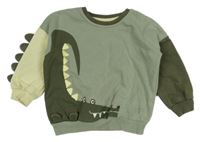 Zeleno-khaki-žlutá mikkina s krokodýlem George