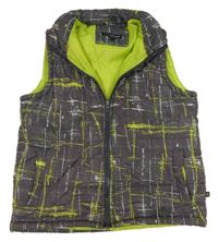 Šedá šusťáková zateplená vesta s flíčky 