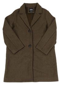 Hnědý flaušový kabát Zara