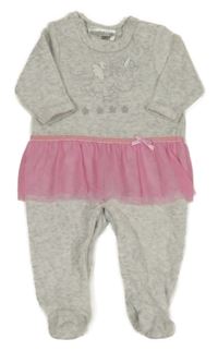 Světlešedý sametový overal s jednorožcem a tylovou sukní ERgee