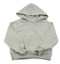 Světlešedá melírovaná crop mikina s kapucí H&M