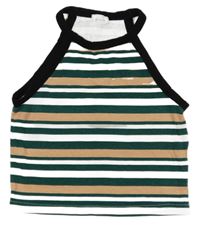 Zeleno-černo-barevný pruhovaný crop top Pimkie