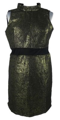 Nové - Dámské černo-zlaté pouzdrové minišaty se šifonovým pasem Sweewe