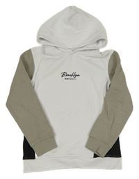 Bílo-šedo-černá mikina s nápisem a kapucí River Island