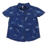 Tmavomodrá riflová košile s dinosaury zn. F&F