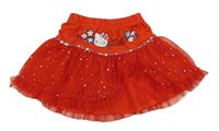 Červená tylová sukně s Hello Kitty a třpytkami 