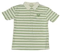 Bílo-zelené pruhované polo tričko s pálkami H&M
