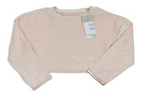 Nové - Světlerůžová plyšová crop mikina s hvězdami Primark