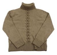 Hnědý svetrový rolák se vzorem 