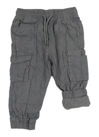 Šedé plátěné cargo podšité cuff kalhoty Matalan