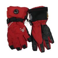 Červeno-černé šusťákové zimní funkční rukavice 