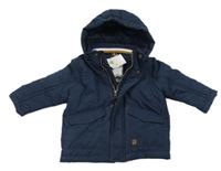 Nová - Tmavomodrá šusťáková zimní bunda s kapucí Topomini