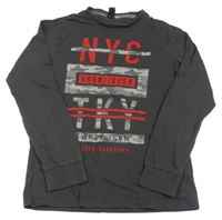 Antracitové triko s nápisy C&A