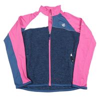 Tmavomodro-fuchsiovo-bílá fleecovo/sportovní propínací funkční mikina Dare 2B