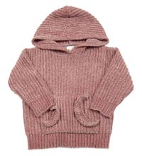 Růžový žinylkový svetr s kapucí Primark