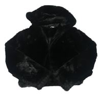 Černá kožešinová podšitá crop bunda s kapucí Matalan