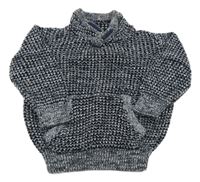 Tmavomodro-bílý melírovaný svetr Topolino