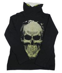 Černé triko s lebkou a komínovým límcem Chapter young