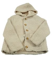 Béžová huňatá podšitá bunda s kapucí Shein