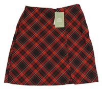 Nové - Červeno-černo-bílá kostkovaná sukně H&M
