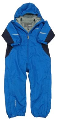 Modro-tmavomodrá šusťáková zimní kombinéza s kapucí Sprayway