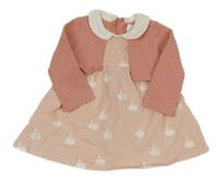 Světlerůžové šaty s labutěmi a bolérkem Mayoral