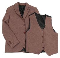 2set - Mahagonové melírované sako + vesta 
