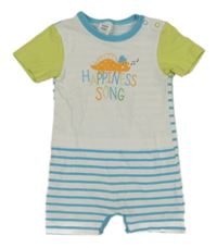 Bílo-modro-zelený kraťasový overal s dinem C&A