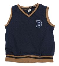 Tmavomodro-hnědá vesta s písmenem Shein