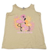 Béžový top s plameňáky Dopodopo