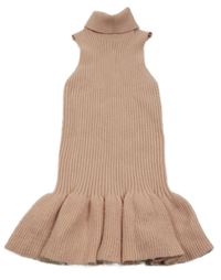 Pudrová žebrovaná pletená šatová  tunika s rolákem SHEIN