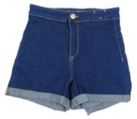Nové - Tmavomodré riflové high waist kraťasy Denim Co.