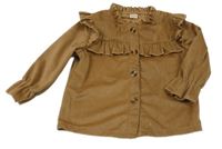 Hnědá manšestrová halenka s volánkem 