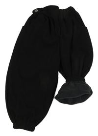 Černé sametové žebrované zateplené cuff kalhoty 
