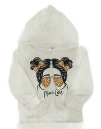 Bílá mikina s dívkou a kapucí