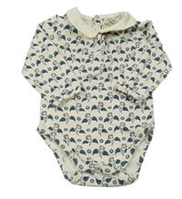 Smetanovo-tmavomodré květované body s límečkem Monoprix 