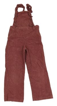 Starorůžové manšestrové laclové kalhoty s volánky M&S