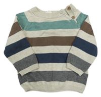 Béžovo-zeleno-hnědý pruhovaný svetr H&M