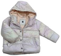 Fialovo-růžová šusťáková zimní bunda s kapucí Tu